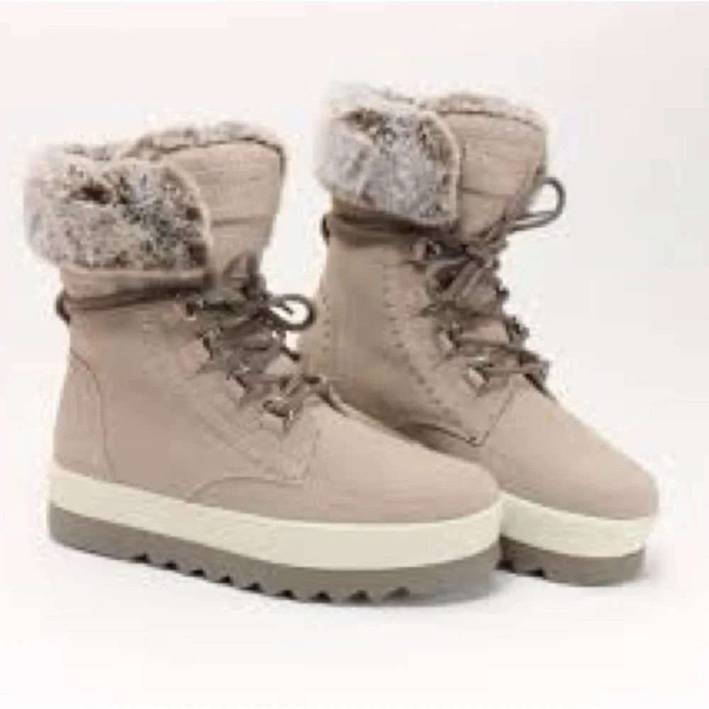 Cougar Grey Vanetta Suede Fur-Lined Winter Boots, size 11